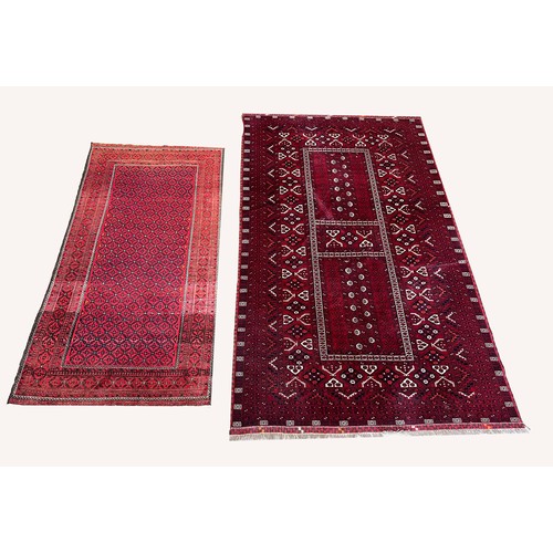 68 - AFGHAN RUGS, two, largest 276cm x 158cm. (2)