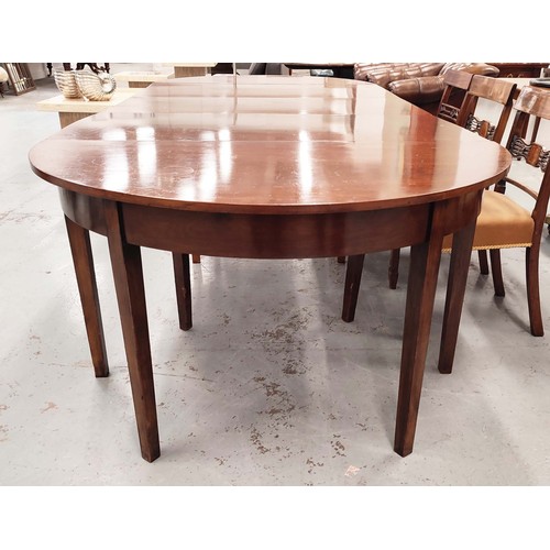 153 - DEMI LUNE SIDE TABLES, a pair, George III mahogany, 74cm H x 122cm W x 62cm D and a drop leaf table,... 