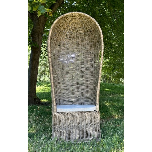 113 - GARDEN ARMCHAIR, vintage woven cane of porters chair form, 177cm H.