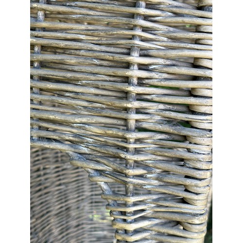 113 - GARDEN ARMCHAIR, vintage woven cane of porters chair form, 177cm H.