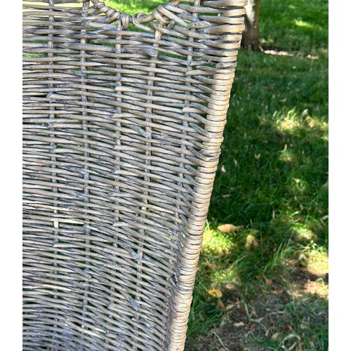 113 - GARDEN ARMCHAIR, vintage woven cane of porters chair form, 177cm H.