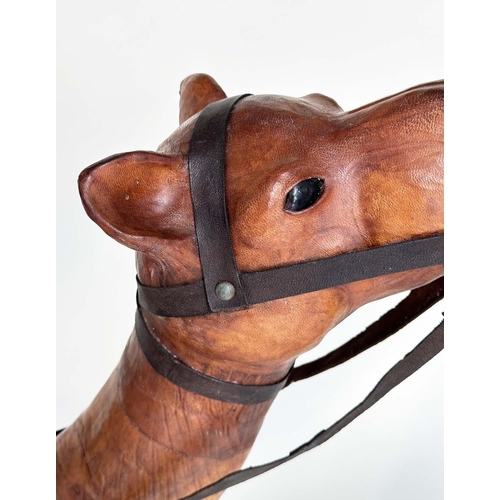 501 - CAMEL, leather clad model in the manner of Liberty of London, 96cm H x 69cm W.