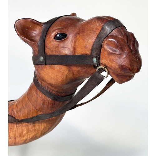 501 - CAMEL, leather clad model in the manner of Liberty of London, 96cm H x 69cm W.