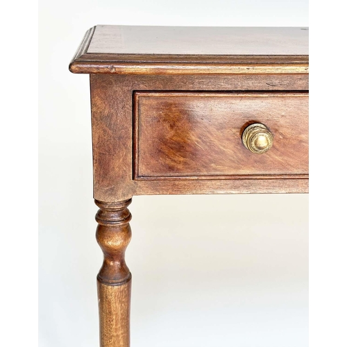 511 - HALL TABLE, George III design burr walnut and crossbanded with four frieze drawers and turned suppor... 