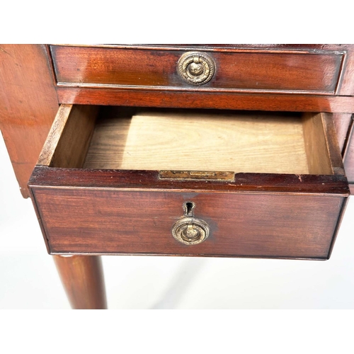 519 - PARTNERS WRITING TABLE, mid 19th century figured mahogany, with gilt tooled green leather writing su... 