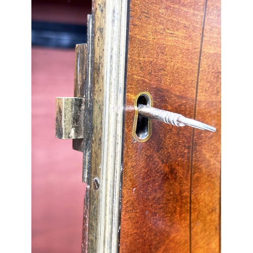 528 - CHANNEL ISLAND LINEN PRESS, late 18th century flame mahogany and satinwood ebony lined, crossbanded ... 