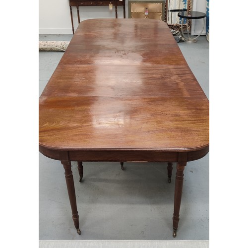 178 - DINING TABLE, Regency mahogany with D ends on turned supports, a central section and two extra leave... 