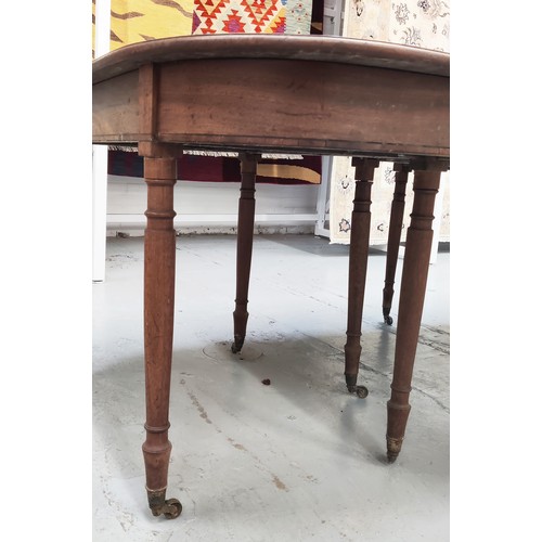 178 - DINING TABLE, Regency mahogany with D ends on turned supports, a central section and two extra leave... 