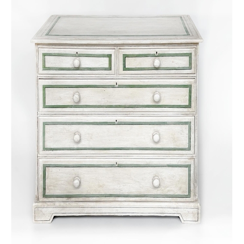 104 - CHEST, mid 19th century painted and lined in the Regency style, with two short above three long draw... 