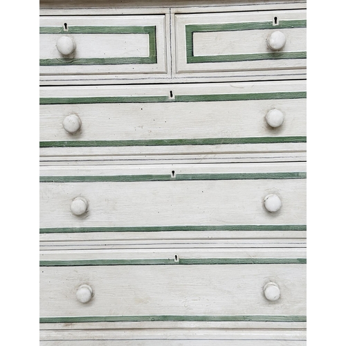 104 - CHEST, mid 19th century painted and lined in the Regency style, with two short above three long draw... 