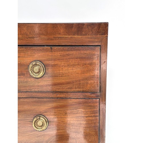 85 - SCOTTISH HALL CHEST, Regency flame mahogany and inlaid of adapted shallow proportions, with two shor... 