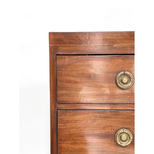 85 - SCOTTISH HALL CHEST, Regency flame mahogany and inlaid of adapted shallow proportions, with two shor... 