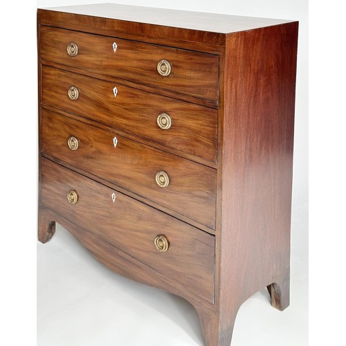 85 - SCOTTISH HALL CHEST, Regency flame mahogany and inlaid of adapted shallow proportions, with two shor... 