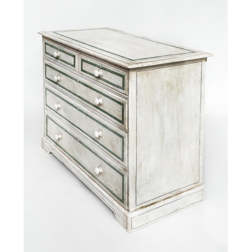 104 - CHEST, mid 19th century painted and lined in the Regency style, with two short above three long draw... 