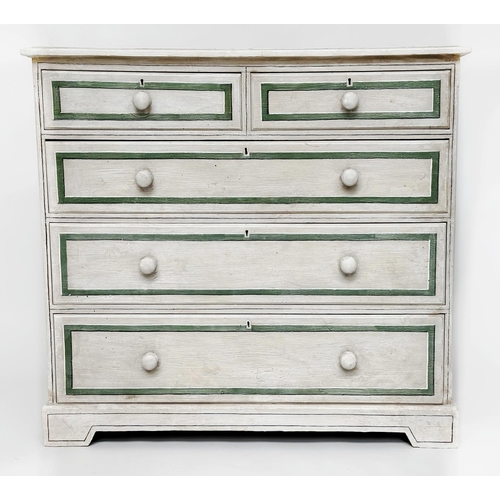 104 - CHEST, mid 19th century painted and lined in the Regency style, with two short above three long draw... 