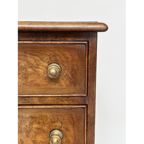 106 - BEDSIDE CHESTS, a pair, Georgian design burr walnut and crossbanded each with four drawers, 33cm x 3... 