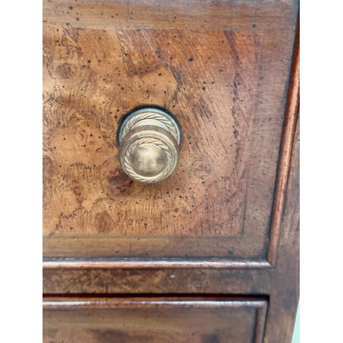 106 - BEDSIDE CHESTS, a pair, Georgian design burr walnut and crossbanded each with four drawers, 33cm x 3... 