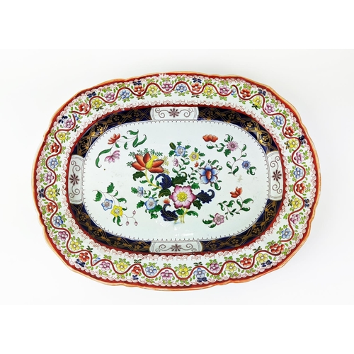 16 - MASON'S IRONSTONE PLATTER, with polychrome decoration, 55cm W x 41cm D x 5cm H.