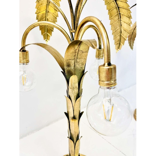 331 - MAISON JANSEN INSPIRED PALM TREE TABLE LAMPS, a pair, gilt metal, battery operated, 75cm H x 64cm W ... 