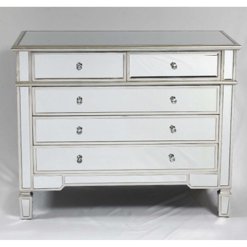 339 - MIRRORED CHEST, contemporary design with two short over three long drawers, 80cm H x 100cm W x 50cm ... 