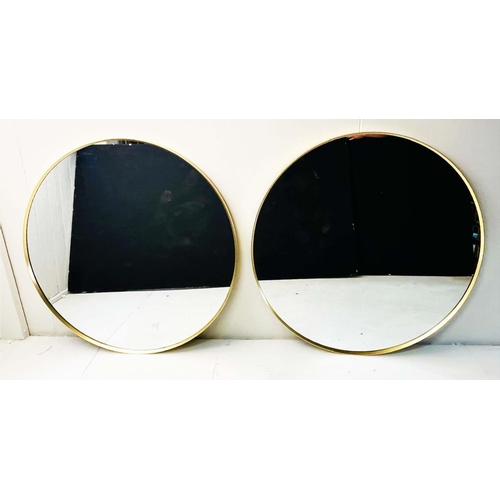 353 - WALL MIRRORS, a pair, contemporary design gilt metal frames, 100cm W. (2)