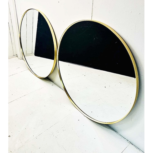 353 - WALL MIRRORS, a pair, contemporary design gilt metal frames, 100cm W. (2)