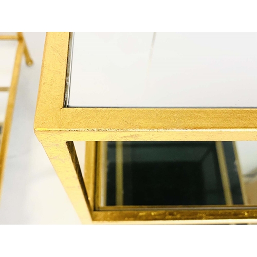 356 - SIDE TABLES, a pair, square gilt metal frames with mirrored glass tops, 56cm H x 51cm W x 51cm D. (2... 