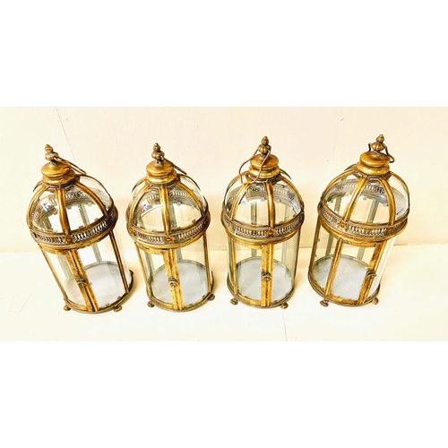 357 - LANTERNS, a set of four, Regency style gilt metal and glass, 46cm H x 19cm W x 19cm D. (4)