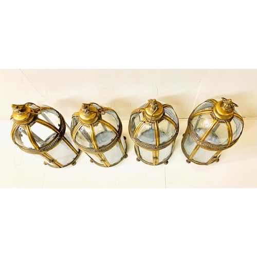 357 - LANTERNS, a set of four, Regency style gilt metal and glass, 46cm H x 19cm W x 19cm D. (4)