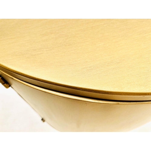 364 - DESK, contemporary design curved gilt metal, 81cm H x 120cm W x 50cm D.