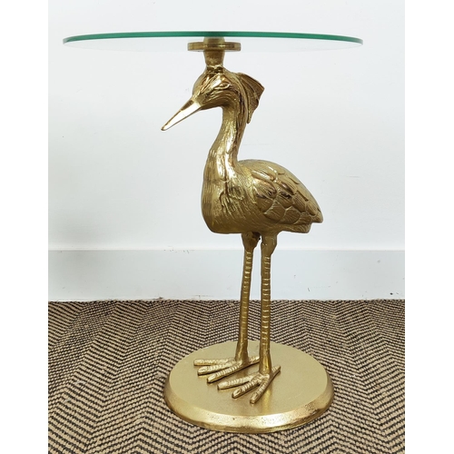 377 - SIDE TABLES, a pair, bird design bases, glass tops, 54cm x 40.5cm approx. (2)