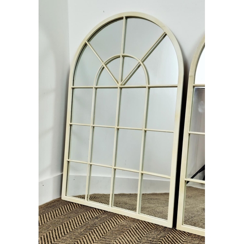 378 - ARCHITECTURAL WALL MIRRORS, a set of three painted frames, 90cm x 60cm approx. (3)