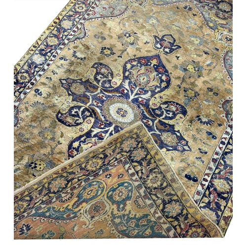 58 - ANTIQUE TURKISH KUMKAPPI DESIGN SILK RUG, 195cm x 125cm.