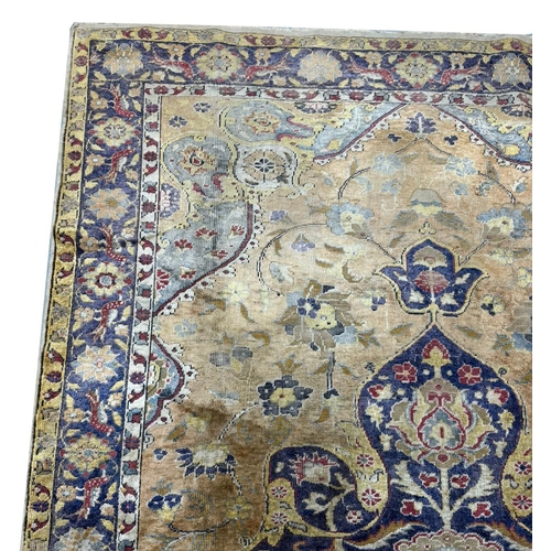 58 - ANTIQUE TURKISH KUMKAPPI DESIGN SILK RUG, 195cm x 125cm.