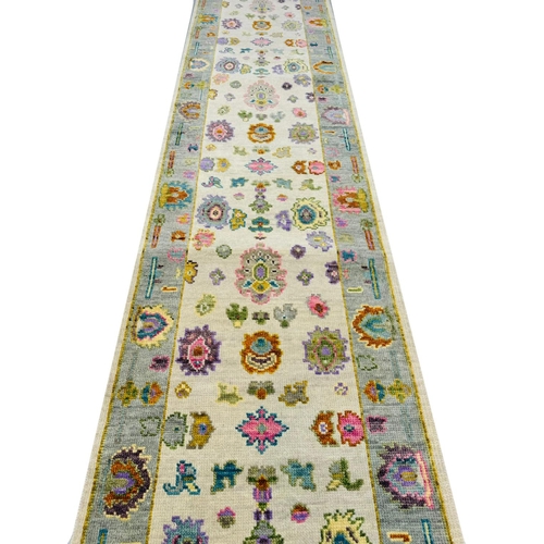 65 - CONTEMPORARY SULTANABAD DESIGN RUNNER,  443cm x 78cm.