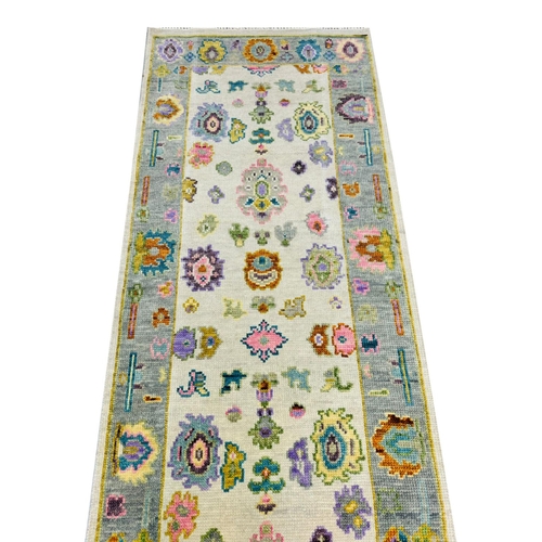 65 - CONTEMPORARY SULTANABAD DESIGN RUNNER,  443cm x 78cm.