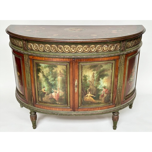 87 - PIER CABINET, late 19th/early 20th century French demi lune satinwood and gilt metal mounted, with a... 