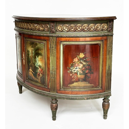 87 - PIER CABINET, late 19th/early 20th century French demi lune satinwood and gilt metal mounted, with a... 