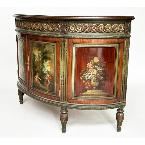 87 - PIER CABINET, late 19th/early 20th century French demi lune satinwood and gilt metal mounted, with a... 