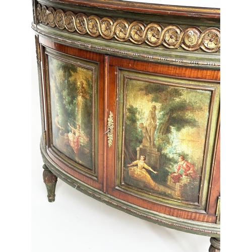 87 - PIER CABINET, late 19th/early 20th century French demi lune satinwood and gilt metal mounted, with a... 