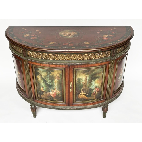 87 - PIER CABINET, late 19th/early 20th century French demi lune satinwood and gilt metal mounted, with a... 