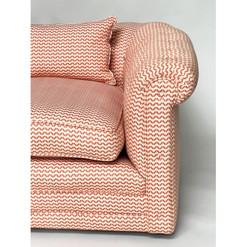 88 - SOFA, Bespoke rounded buttoned back and arms and seat cushions, fabric by Jane Churchill, 190cm W.