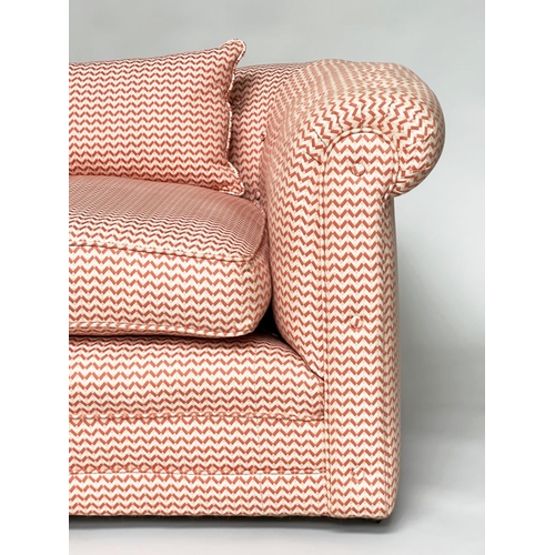 88 - SOFA, Bespoke rounded buttoned back and arms and seat cushions, fabric by Jane Churchill, 190cm W.