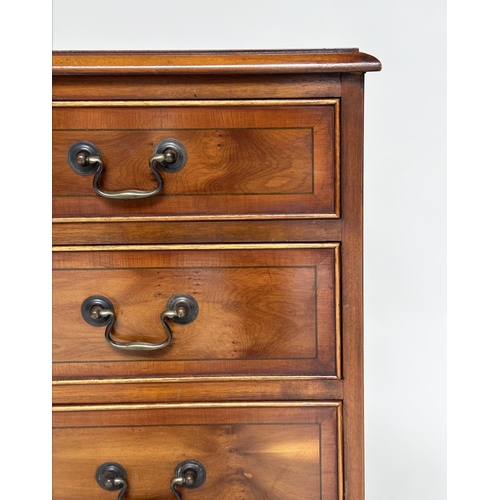 112 - CHEST, George III design yewwood and crossbanded with two short and three long drawers, 79cm W x 77c... 