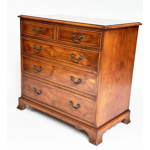 112 - CHEST, George III design yewwood and crossbanded with two short and three long drawers, 79cm W x 77c... 