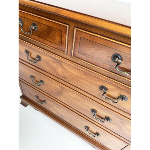 112 - CHEST, George III design yewwood and crossbanded with two short and three long drawers, 79cm W x 77c... 