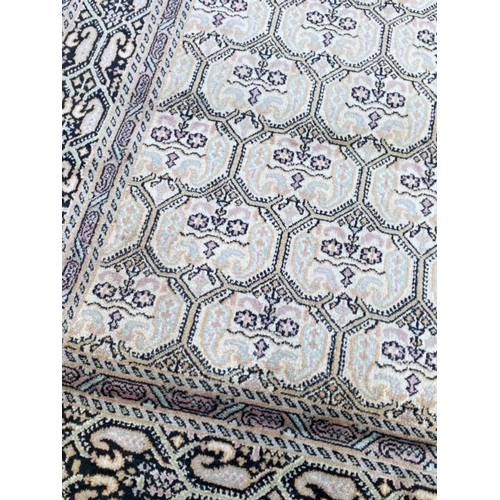 61 - FINE PURE SILK TEHRAN DESIGN CARPET, 280cm x 180cm.