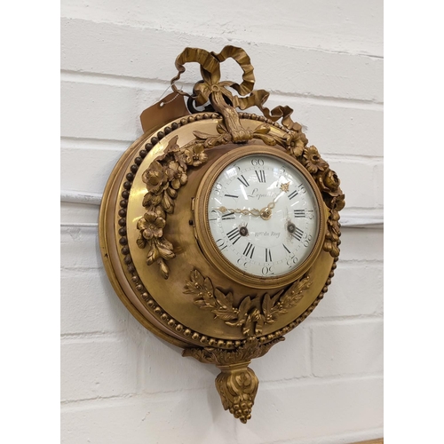 4 - CARTEL CLOCK, 19th century French Louis XVI style, gilt ormolu, signed  Lepaute Horloger Du Roy, 35c... 