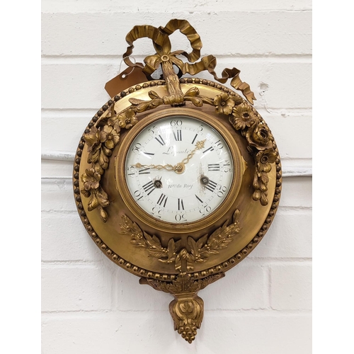 4 - CARTEL CLOCK, 19th century French Louis XVI style, gilt ormolu, signed  Lepaute Horloger Du Roy, 35c... 