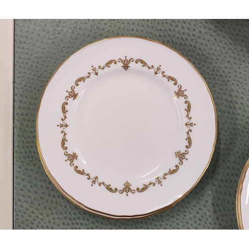 8 - ROYAL WORCESTER 'GOLD CHANTILLY' PART DINNER SERVICE, seven dinner plates, six side plates, seven bo... 